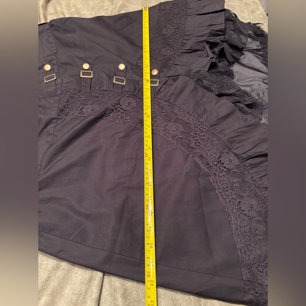 Gothic Steampunk Style Black Skirt Women’s SZ 2X, w/Lace, Ruffled Trim, Buckles - Picture 14 of 16